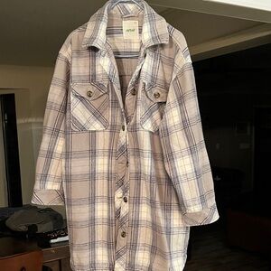 American Eagle Aerie Women's Utility Jacket - Blue and Cream Plaid